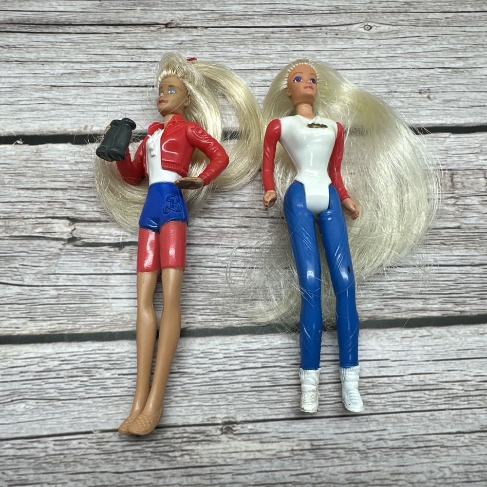 Vintage 90's McDonald's Happy Meal Barbie Lifeguard & Olympic Barbie Mini Dolls